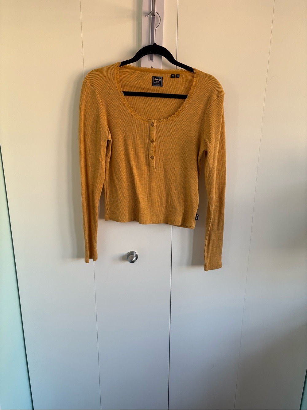 Superdry Mustard Yellow Long-Sleeve Henley Top